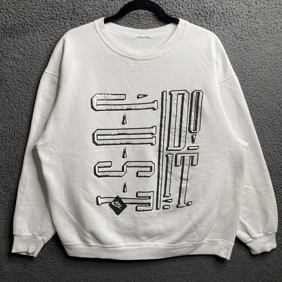 Vintage 90s Nike Puff Paint Graphic Swoosh Pullover Sweatshirt Crewneck Size XL - Picture 15 of 16